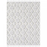 Carpette à poil long Quinto crème à motif de vagues - 2 pi 7 po x 8 pi