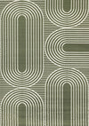 Tapis Florence vert et blanc a motifs geometriques modernes en arches, 6'7\" x 9'6\"