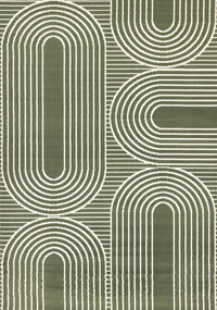 Tapis Florence vert et blanc a motifs geometriques modernes en arches, 6'7