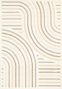  Tapis Florence a motifs de lignes courbes creme, beige et brun, 4'7