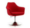 Chaise d’appoint pivotante Kinsey de Manhattan Comfort à hauteur réglable en chrome poli et en mélange de laine - rouge