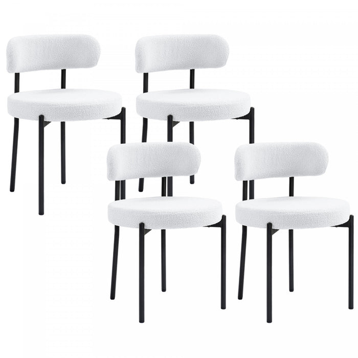 Lot de 4 chaises de salle a manger avec pieds en acier Creme