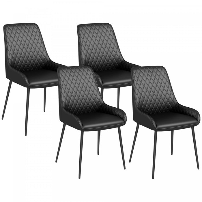 HOMCOM Lot de 4 chaises de salle a manger en cuir PU avec pieds en metal