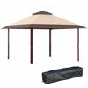 Outsunny 13' X 13' Outdoor Pop-up Party Tent Canopy With Top Vent, Khaki|Outsunny 13 'x 13' Auvent De Tente De Fete D'exterieur Avec Event Superieur, Hauteur Reglable Sur 3