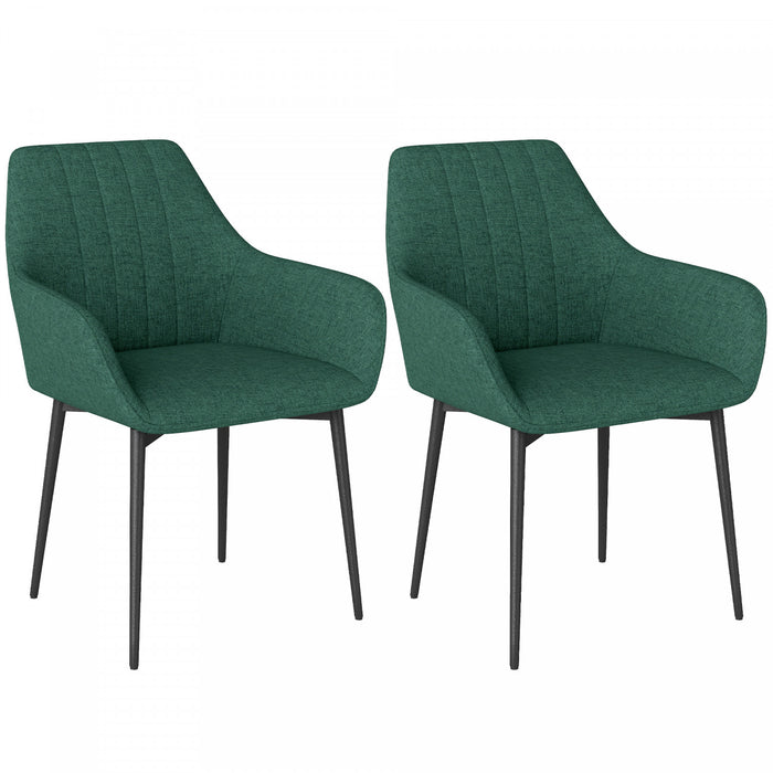 HOMCOM Ensemble de 2 chaises de salle a manger rembourrees, gris fonce