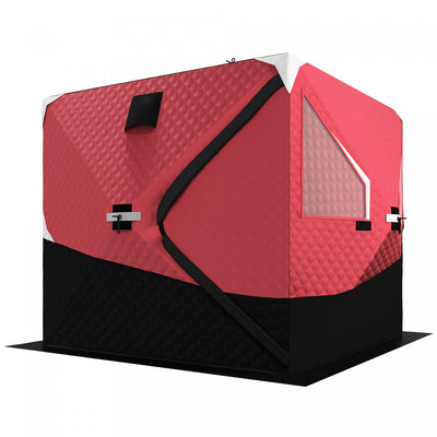 Outsunny Insulated Ice Fishing Tent With Oversized Doors For 3-4 Person