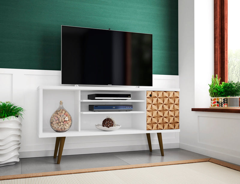 Meuble pour téléviseur Liberty de Manhattan Comfort de 53,14 po de style moderne du milieu du 20e siècle 