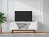 Manhattan Comfort Mid-Century Modern Marcus 53.14" TV Stand with Solid Wood Legs - White|Meuble pour téléviseur Marcus de Manhattan Comfort de 53,14 po de style moderne du milieu du 20e siècle avec pattes en bois massif - blanc