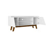 Manhattan Comfort Mid-Century Modern Marcus 53.14" TV Stand with Solid Wood Legs - White|Meuble pour téléviseur Marcus de Manhattan Comfort de 53,14 po de style moderne du milieu du 20e siècle avec pattes en bois massif - blanc