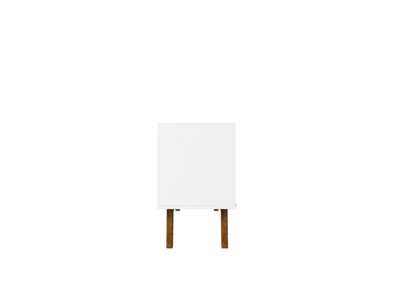 Meuble pour téléviseur Marcus de Manhattan Comfort de 53,14 po de style moderne du milieu du 20e siècle avec pattes en bois massif - blanc