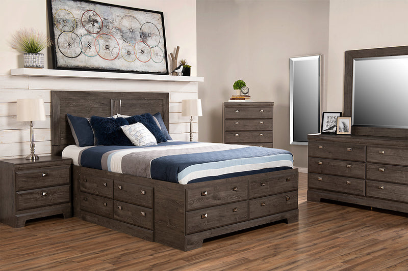 Commode verticale Yorkdale de 31,1 po (L) x 47,4 po (H) à 5 tiroirs pour la chambre à coucher, fabriquée au Canada - grise