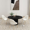 Gracie Modern Vegan Leather Metal Dining Chair in White and Gold - Set of 4 | Chaise de salle a manger moderne Gracie en cuir vegetalien blanc et or avec structure en metal - Lot de 4