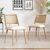 Oliver Modern Dining Chairs with PU Upholstered and PE Rattan Backrest Set of 2,Beige  | Chaises de salle a manger modernes Oliver avec assise rembourree en PU et dossier en rotin PE, lot de 2, beige