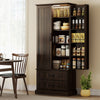 HOMCOM 72" Kitchen Pantry Cabinet with LED Light and Door Shelves, Brown