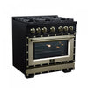 Forno Ambassador 36" Gas Range in Black, 6 Sealed Burnes, 5.2 Cu.Ft. Oven - FFSGS6299-36CPBLK | Cuisiniere a gaz Ambassador de 36 po, noire, 6 bruleurs scelles, four de 5,2 pi³ – FFSGS6299-36CPBLK