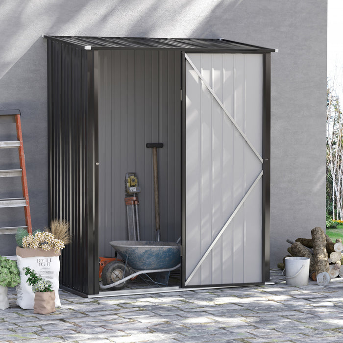 Outsunny 5'x3' Abri De Jardin Exterieur En Acier Avec Porte Simple Gris