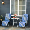 Outsunny Set Of 2 Garden Sun Lounger, Outdoor Recliner, Grey And Blue