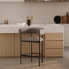 Onda Contemporary Vegan Leather Metal Counter Stool in Taupe | Tabouret de comptoir contemporain Onda en cuir vegetalien et metal, coloris taupe