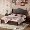 Jessie Retro Style Platform Bed with Wooden Slat Support,Queen Size, Walnut Queen Bed | Jessie Lit plateforme style retro avec support a lattes en bois, Taille Queen, Noyer