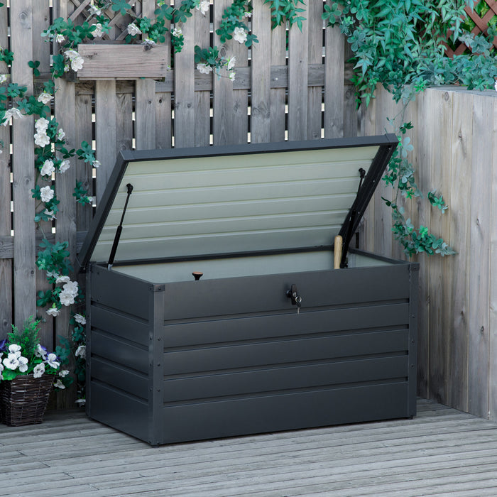 Outsunny Grande Boite De Pont Avec Serrure Outils De Jardin Gris