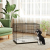 Pawhut Dog Crate, 30" Folding Metal Dog Kennel With 2 Doors, Removable Tray, Soft Cushion, Handle, Pet Cage For Small Dogs, Black