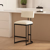 Juno Contemporary Modern Vegan Leather Metal Counter Stool in Ivory | Tabouret de comptoir contemporain moderne Juno en cuir vegetalien et metal, coloris ivoire