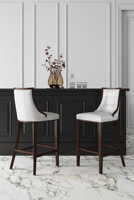 Tabouret de bar traditionnel en bois Fifth Avenue avec assise rembourree, blanc perle – Lot de 3