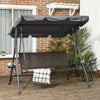 Outsunny 3-seat Porch Swing With Canopy Outdoor Swing Chair W/ Rattan Seat|Outsunny Balancoire De Porche 3 Places A Auvent Avec Siege En Rotin
