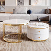 Thomas 27.6" Modern Round Coffee Table With 2 Storage Drawers - White | Table Basse Ronde Moderne Thomas De 27,6" Avec 2 Tiroirs De Rangement - Blanche