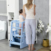 Qaba Toddler Kitchen Helper 2 Step Stool With Adjustable Height Platform And Safety Rail, Light Blue|Qaba Tabouret A 2 Marches Toddler Kitchen Helper Avec Plateforme A Hauteur Reglable Et Rail De Secur