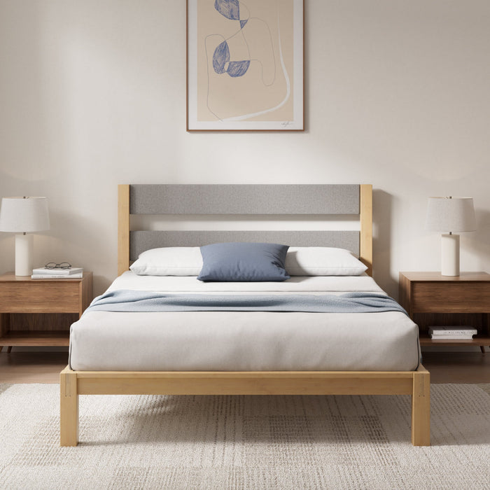 Kumiki lit plateforme à emboîtement en bambou avec tête de lit - Grand