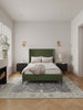 Promenade Mid-Century Modern Upholstered Velvet Full Bed in Moss Green | Lit complet Promenade style milieu du siecle moderne en velours capitonne vert mousse