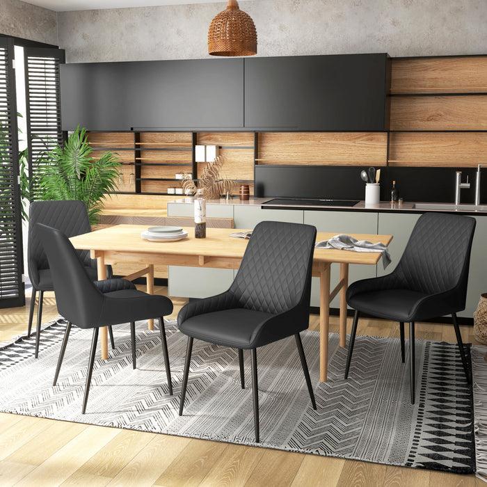 HOMCOM Lot de 4 chaises de salle a manger en cuir PU avec pieds en metal