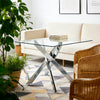 Olivia Square Glass Dining Table with Multi-Use Function,Chrome | Table a manger carree en verre Olivia avec fonction polyvalente, finition chrome