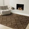 Covington Brown Taupe Striped Geometric Design Rug, 6'7" x 9'10" Indoor Area Rug | Tapis Covington brun taupe a rayures geometriques, 6'7" x 9'10"