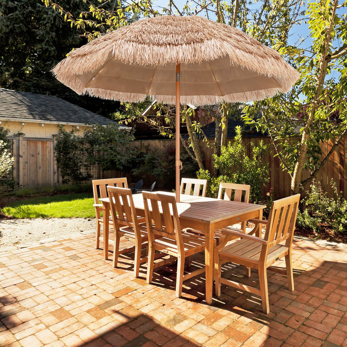 Costway Parasol tiki en chaume 7,2FT avec inclinaison 8 baleines Plage hawaienne Hula