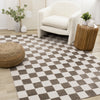 Leopold Checkered Brown White Geometric Area Rug - 7'10" x 10'6"|Carpette géométrique Leopold brune et blanche à motif de carreaux - 7 pi 10 po x 10 pi 6 po