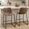 HOMCOM Bar Stools Set of 2, Counter Height Barstools with Back