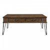 Hughey Rectangular Coffee Table With 2 Drawers, Rustic Oak | Table Basse Rectangulaire Hughey Avec 2 Tiroirs, Chêne Rustique