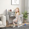 Qaba Kids Desk And Chair Set For 5-8 Year Old With Storage, Study Table And Chair For Children, Grey|Qaba Ensemble Bureau Et Chaise Pour Enfants De 5 A 8 Ans Avec Rangement, Table D'etude Et Chaise Pou