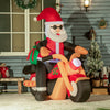 Homcom 5.5ft Santa Claus Riding A Motorcycle Inflatable Christmas Decoration|Homcom Pere Noel Gonflable Camouflage