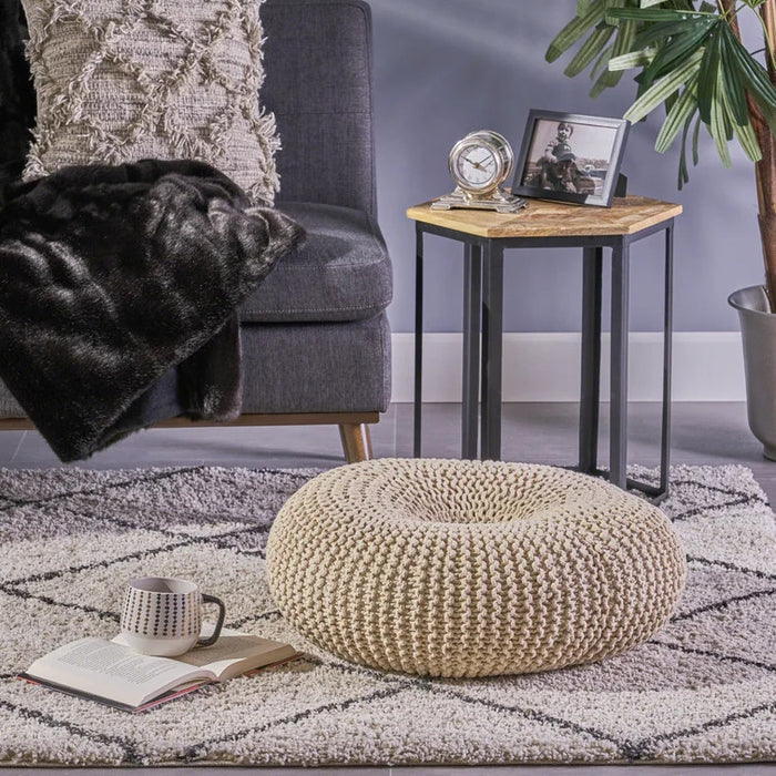 Pouf Rembourré Murphy, 100 % Coton - Beige