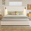 Olivia Upholstered Bed with Wingback Headboard and USB Ports,King Size - Beige | Lit Olivia Rembourre avec Tete de Lit Ailes et Ports USB, Taille King - Beige