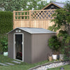 Outsunny 9' X 6' Garden Storage Shed With Floor Foundation, Metal Tool Storage House With Double Doo|Outsunny 9.1'x 6.4' X 6.3' Abri De Jardin Avec Fondation De Plancher Patio Exterieur Cour Metal Mais