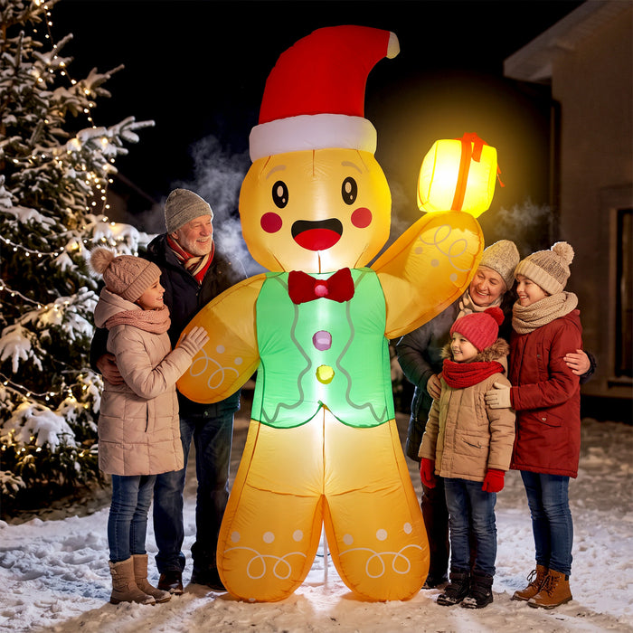 Outsunny bonhomme en pain d’epices gonflable de Noel 2,50 m, marron clair