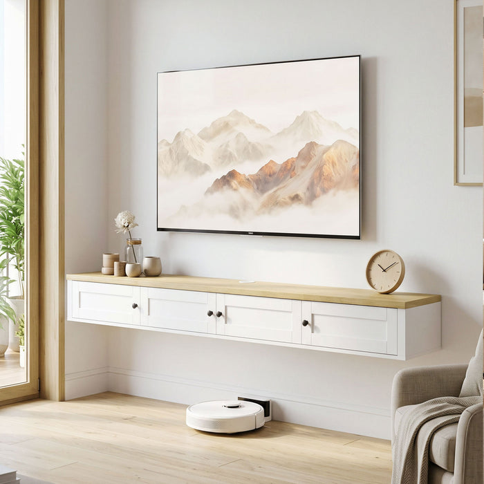 HOMCOM Meuble TV suspendu pour TV jusqu'a 72 pouces, console multimedia murale