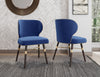 Strine Modern Wood Upholstered Dining Chair in Blue and Gold - Set of 2 | Chaise de salle a manger moderne Strine en bois et tissu bleu et or - Lot de 2
