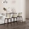 Evalyn Modern Wood Upholstered Barstool in Cream - Set of 3 | Tabouret de bar moderne en bois et tissu creme Evalyn - Lot de 3