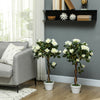 Outsunny Artificial Rose Tree Set of 2 with Realistic Flowers, White