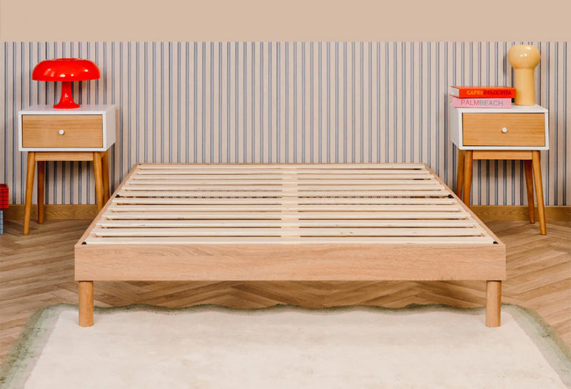 Cadre de très grand lit plateforme Smart Base Essential en métal - naturel